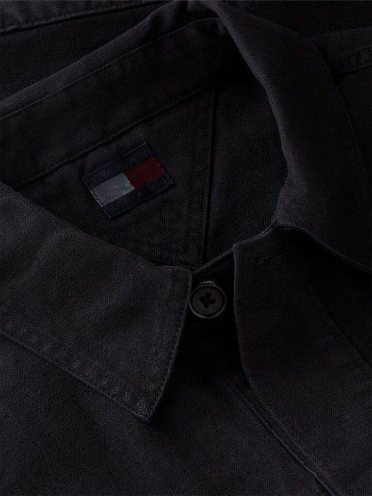 Μαύρο Oversized Overshirt Με Herringbone Πλέξη  Άνδρες
