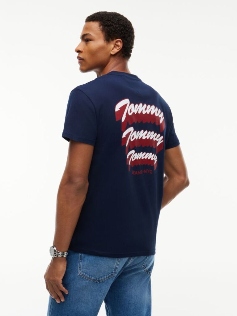 Μπλε Βαμβακερό T-Shirt Με Κλασική Λαιμόκοψη Και Λογότυπο  Άνδρες