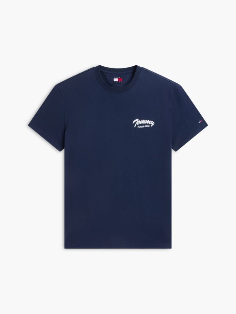 Μπλε Βαμβακερό T-Shirt Με Κλασική Λαιμόκοψη Και Λογότυπο  Άνδρες