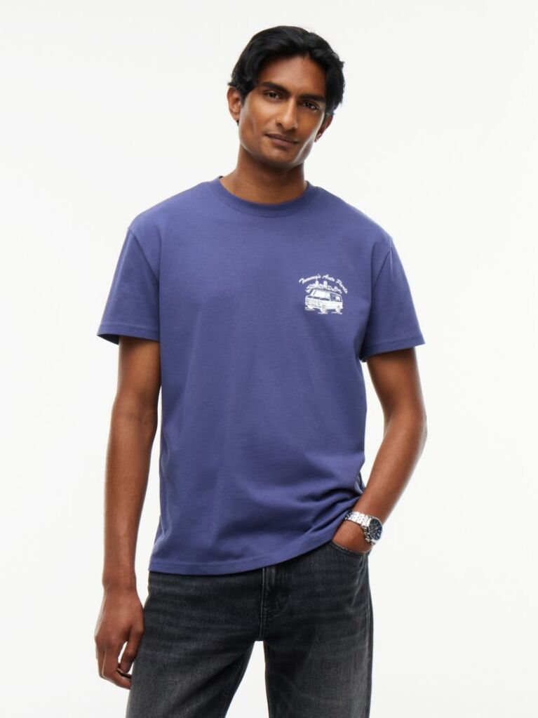 Blue Logo Jersey Crew Neck T-Shirt  Men