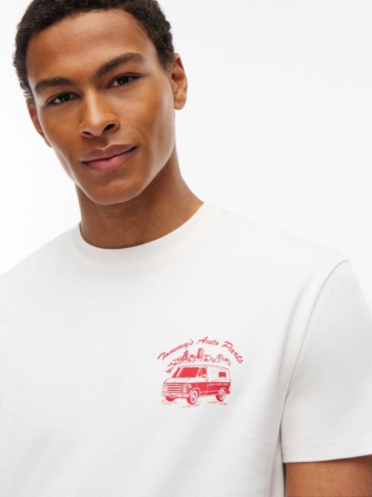 White Logo Jersey Crew Neck T-Shirt  Men