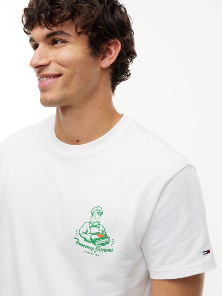 Μπεζ Βαμβακερό T-Shirt Με Κλασική Λαιμόκοψη Και Λογότυπο  Άνδρες
