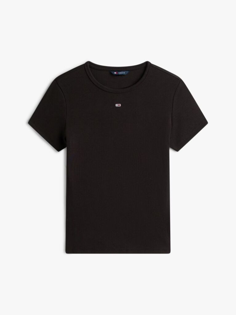 Μαύρο Essential Ριμπ T-Shirt Σε Slim Γραμμή  Γυναίκες