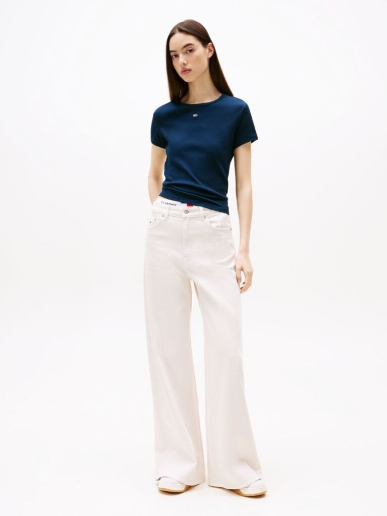 Blue Essential Slim Rib-Knit T-Shirt  Women