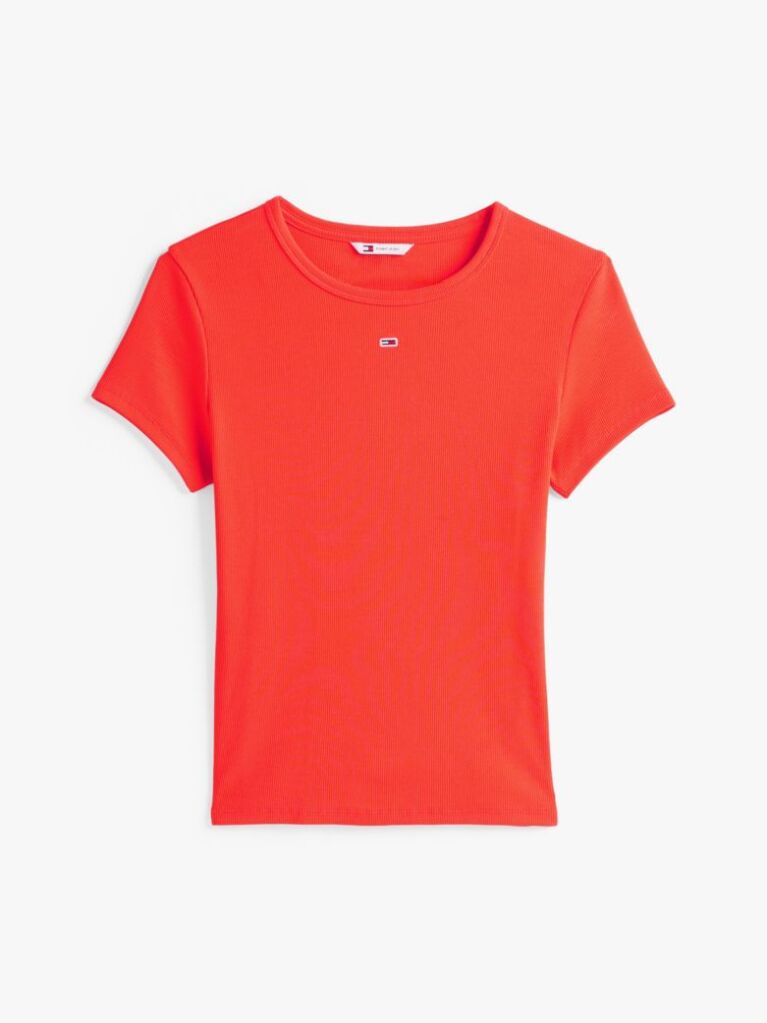 Πορτοκαλί Essential Ριμπ T-Shirt Σε Slim Γραμμή  Γυναίκες
