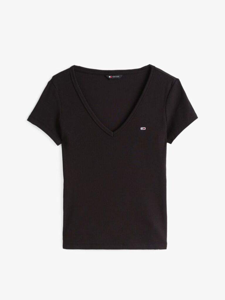 Μαύρο Essential T-Shirt Σε Slim Γραμμή Με V  Γυναίκες