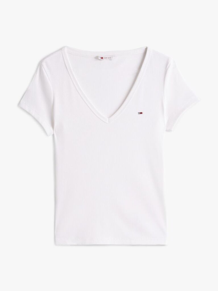 White Essential V-Neck Slim Fit T-Shirt  Women