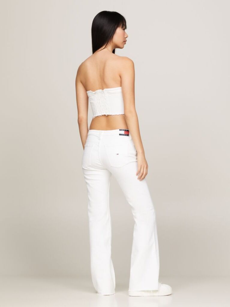 Άσπρο Denim Cropped Τοπ Σε Στιλ Κορσέ  Γυναίκες