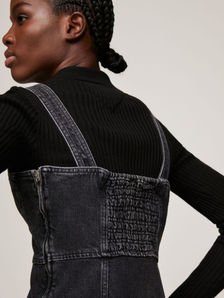 Black Bustier Fitted Denim Mini Dress  Women
