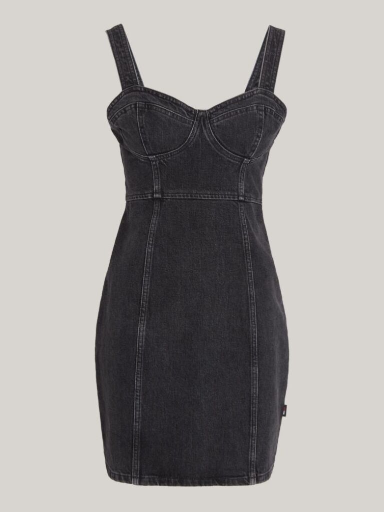 Black Bustier Fitted Denim Mini Dress  Women