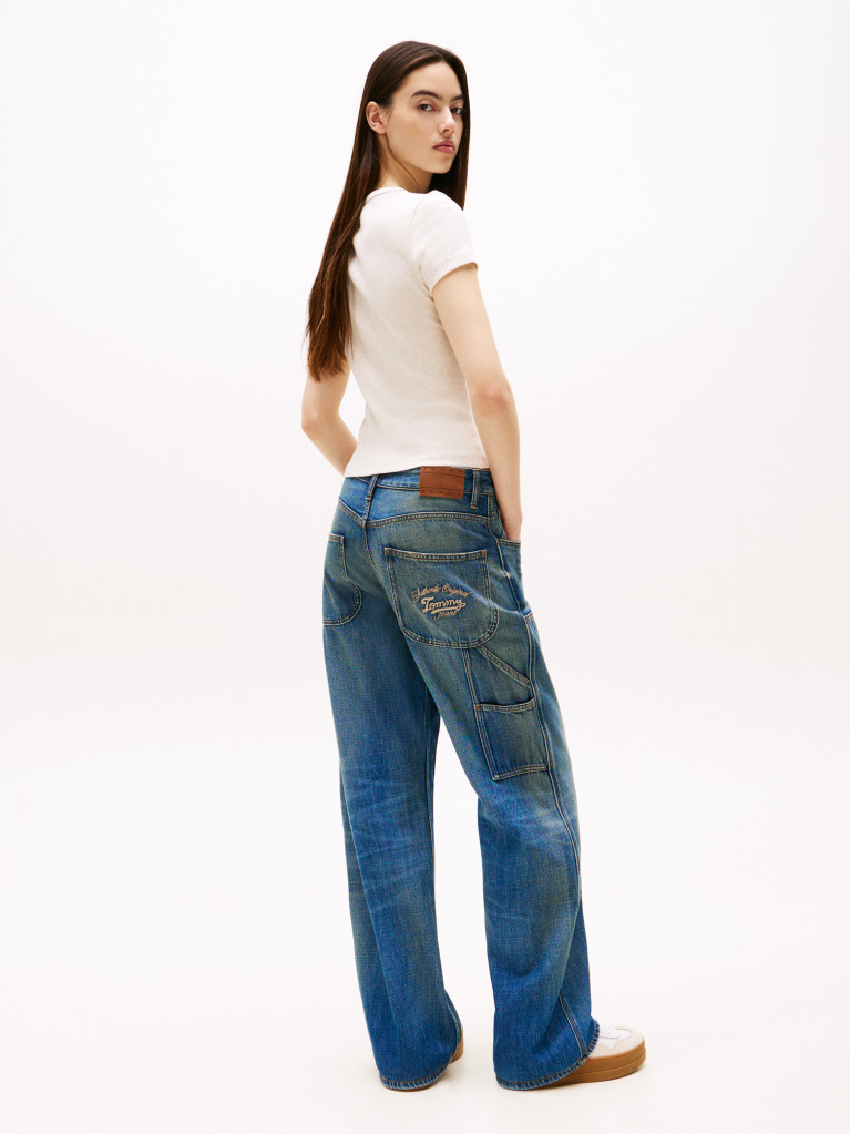 Beige Slim Badge Rib Tee  Women