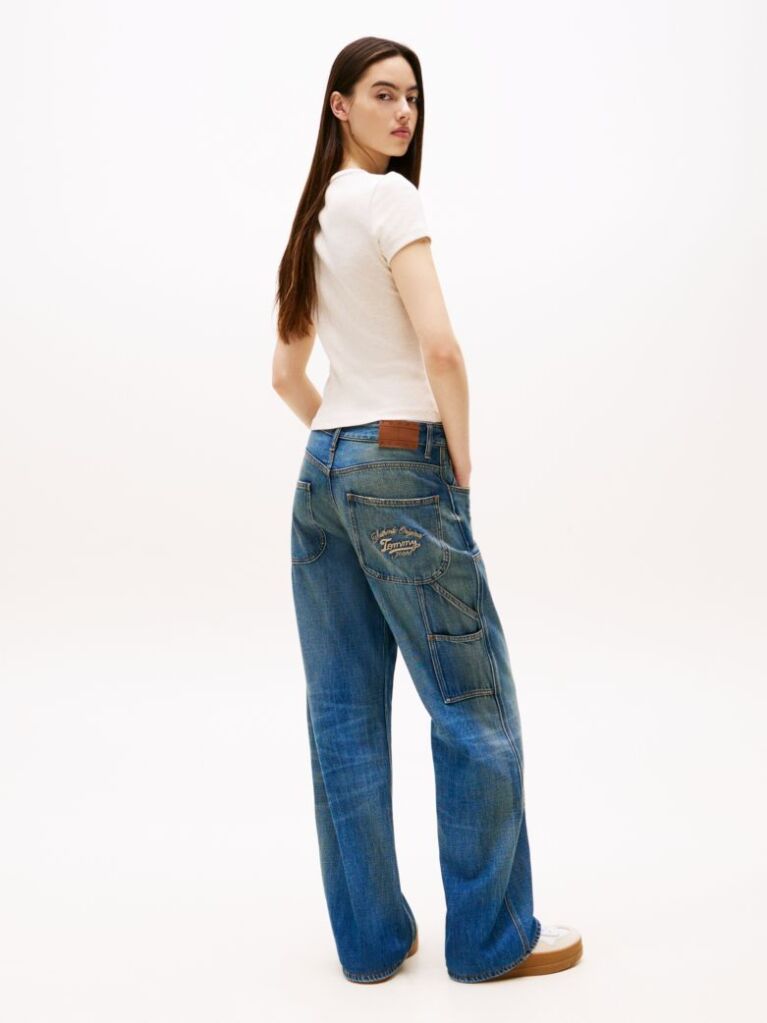 Beige Slim Badge Rib Tee  Women