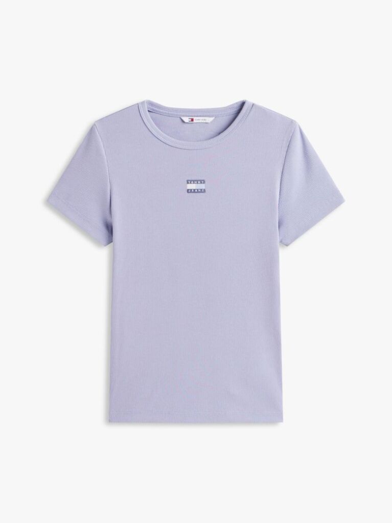 Μωβ Κοντομάνικο T-Shirt Ριμπ Σε Slim Γραμμή  Γυναίκες