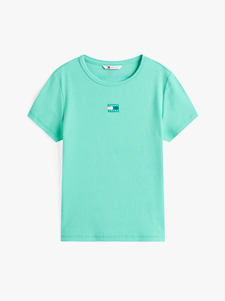 Green Slim Badge Rib Tee  Women