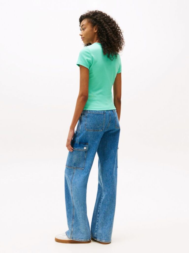 Green Slim Badge Rib Tee  Women