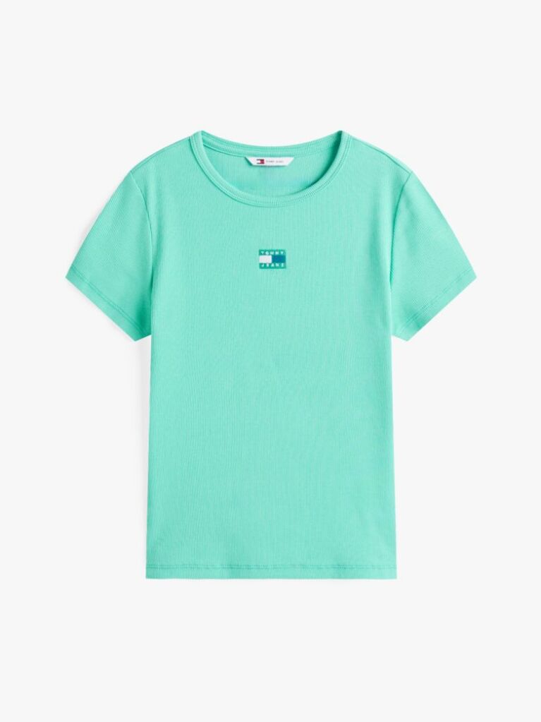 Green Slim Badge Rib Tee  Women