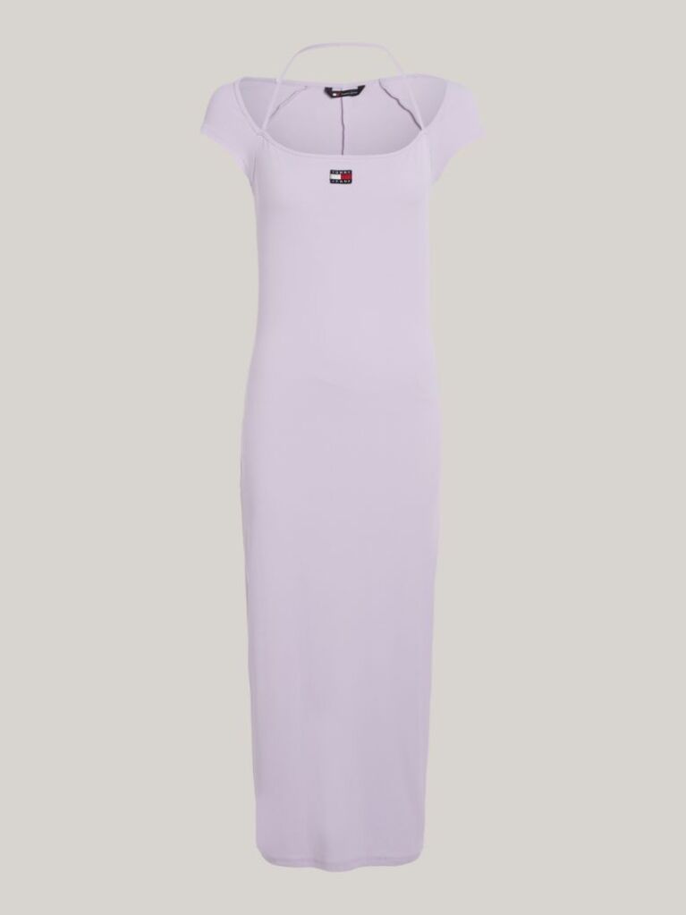 Purple Tommy Badge Bodycon Ribbed Midi Dress  Women