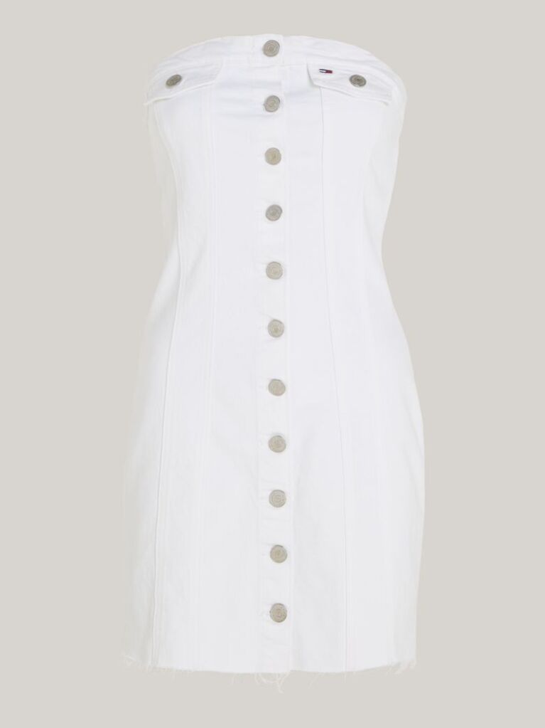 White Sleeveless Denim Bodycon Mini Dress  Women