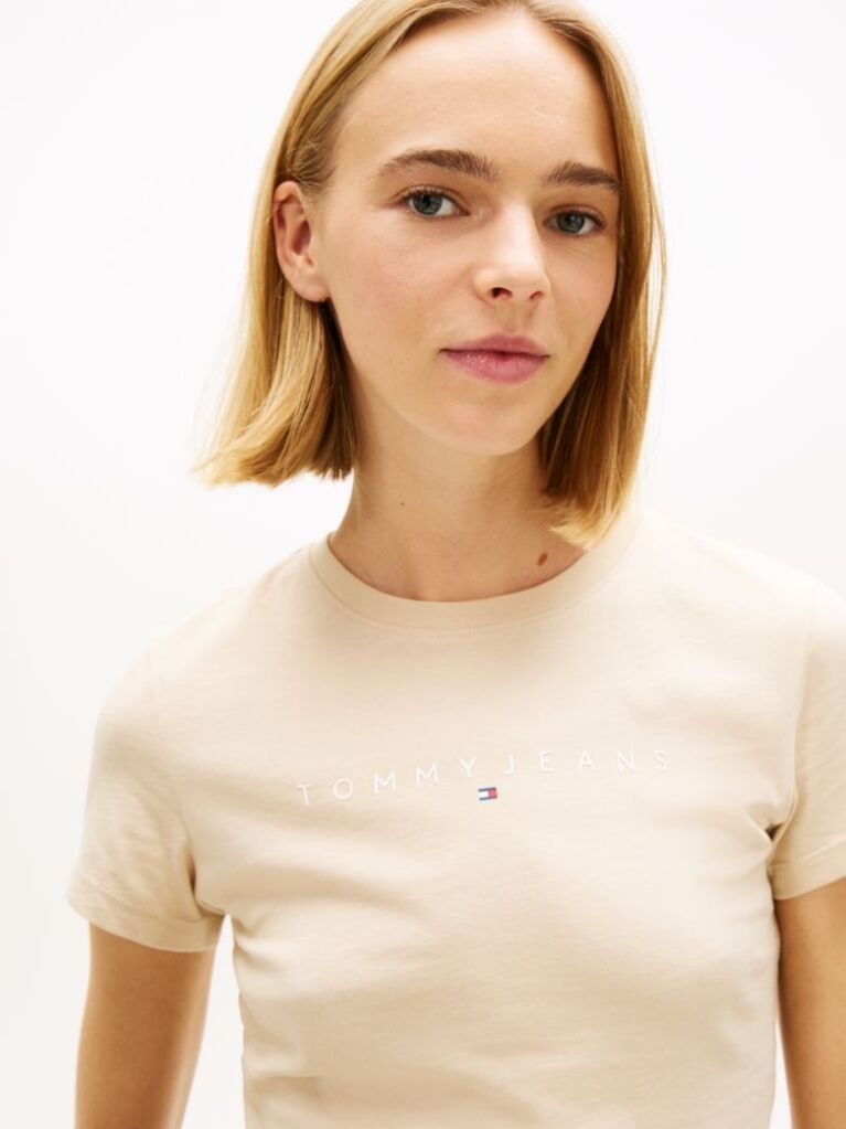 Beige Essential Logo Slim Fit T-Shirt  Women