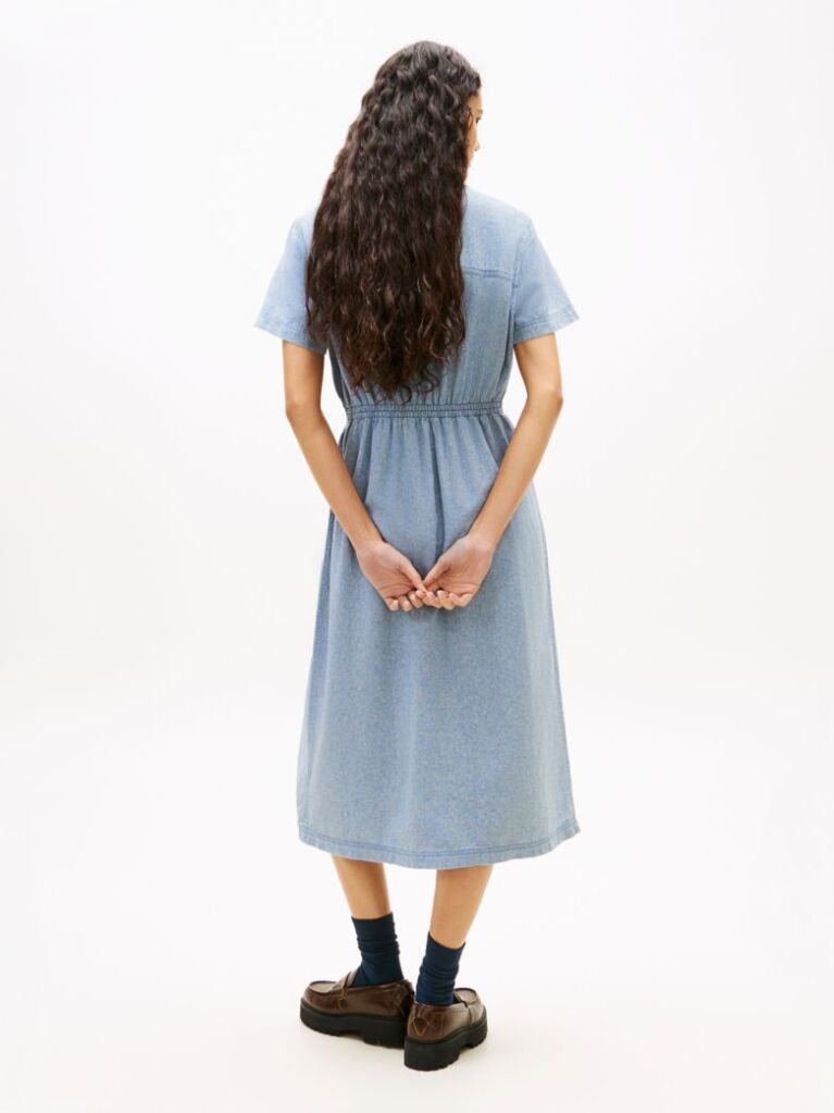 Blue Relaxed Linen Blend Maxi Shirt Dress  Women