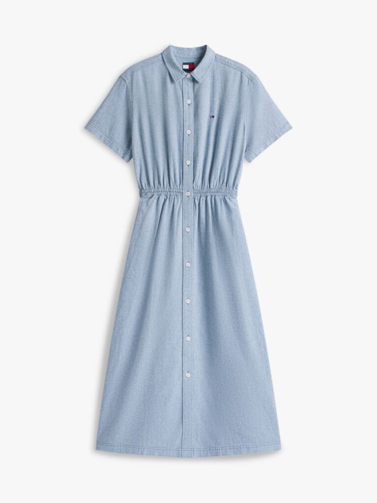 Blue Relaxed Linen Blend Maxi Shirt Dress  Women