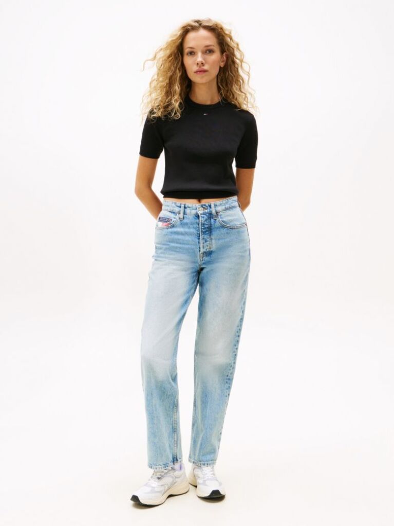 Black Flag Embroidery Short Sleeve Jumper  Women