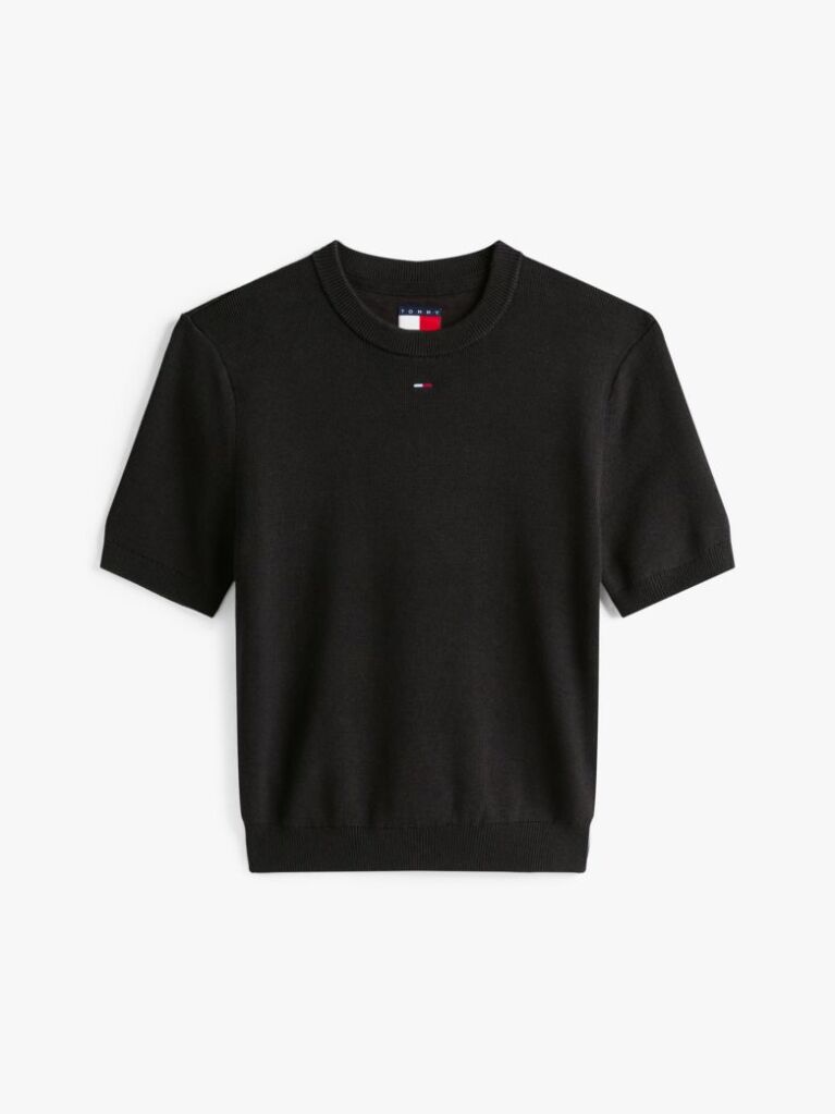 Black Flag Embroidery Short Sleeve Jumper  Women