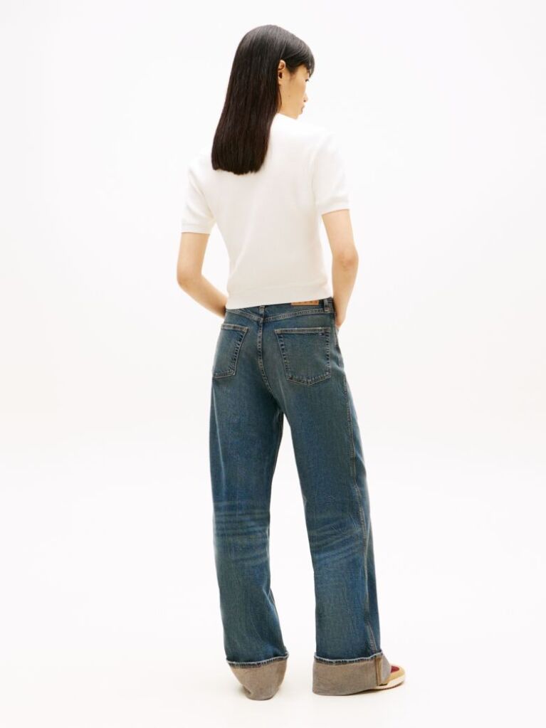 White Flag Embroidery Short Sleeve Jumper  Women