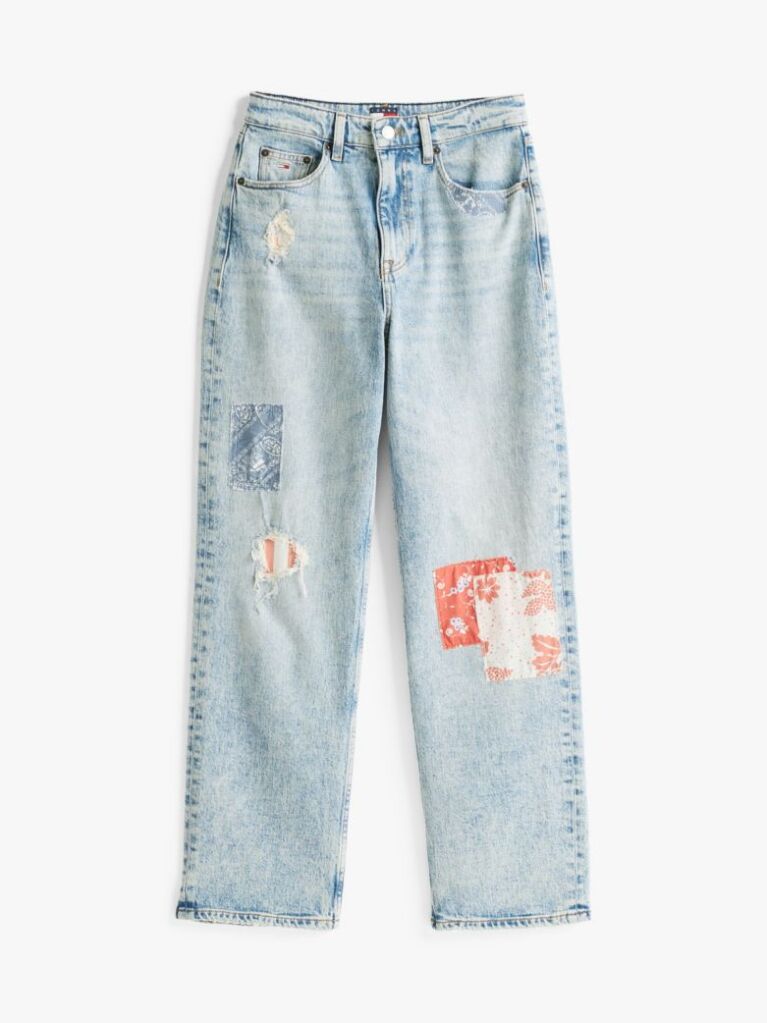 Denim Patchwork Ψηλόμεσο Τζιν Σε Slim Ίσια Γραμμή  Γυναίκες