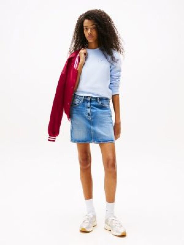 Denim Faded Denim Mini Mom Skirt  Women
