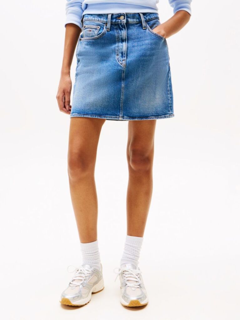 Denim Faded Denim Mini Mom Skirt  Women