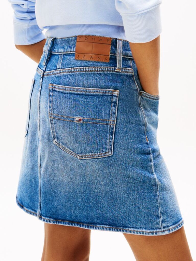 Denim Faded Denim Mini Mom Skirt  Women