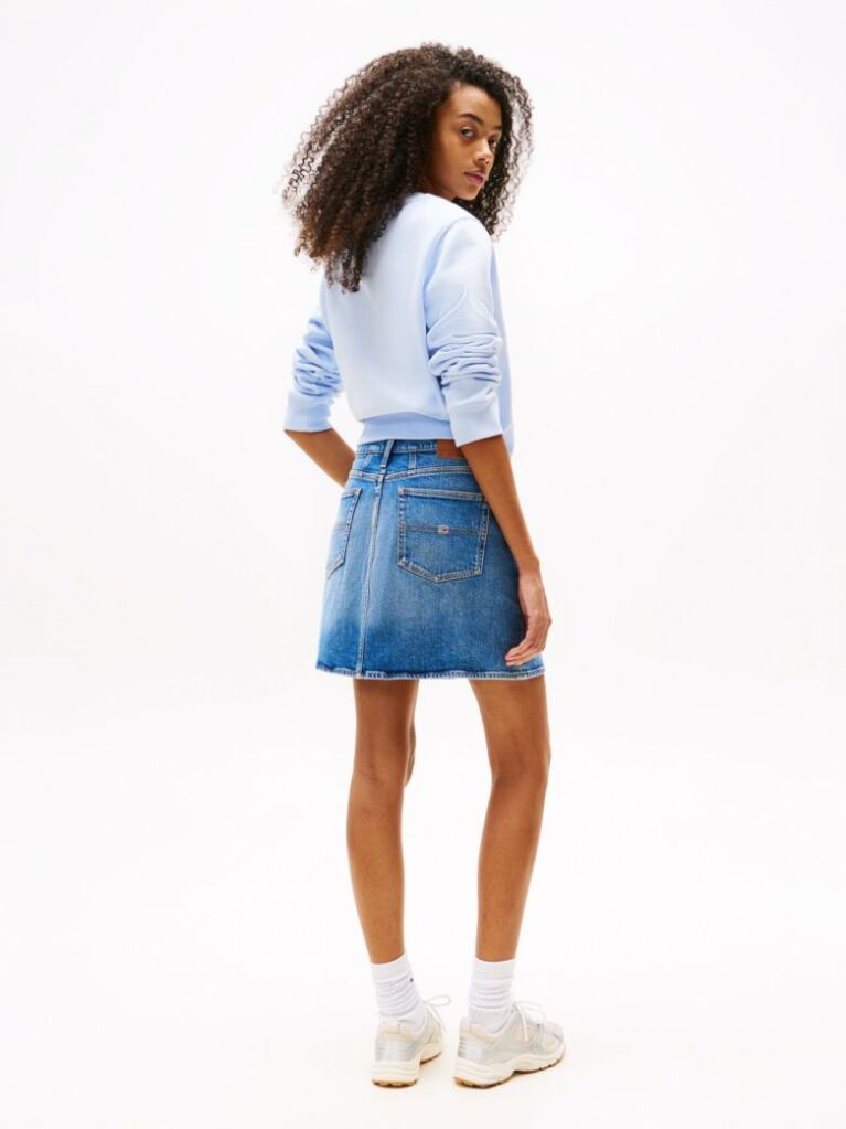 Denim Faded Denim Mini Mom Skirt  Women