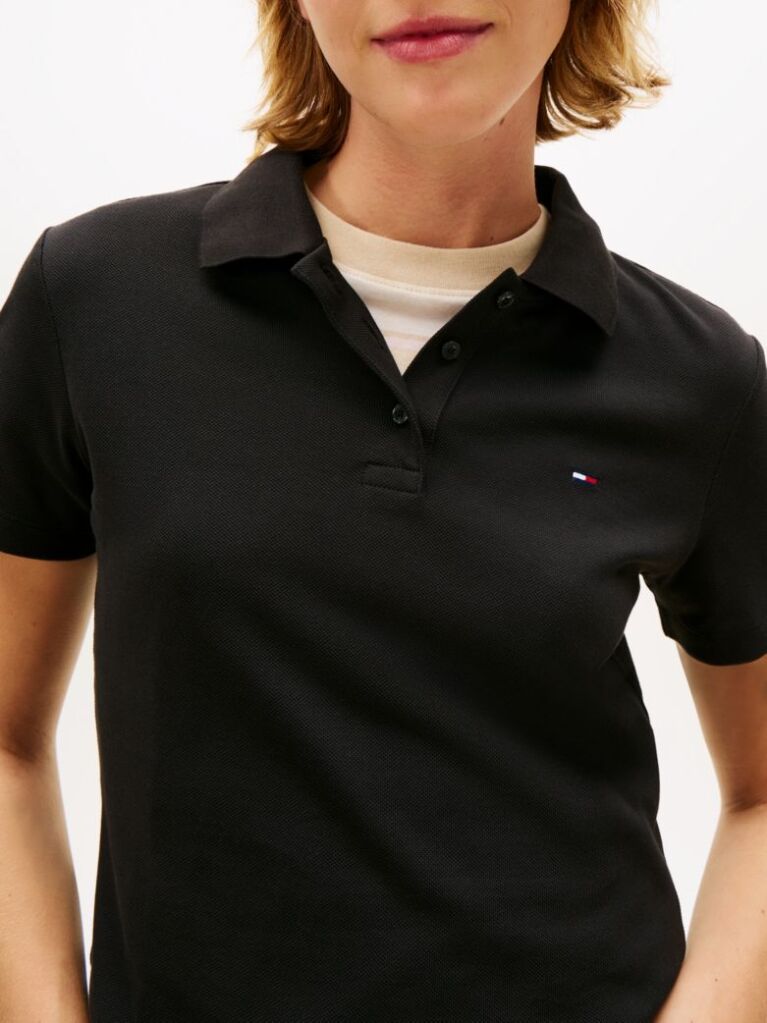 Black Essential Slim Fit Polo  Women