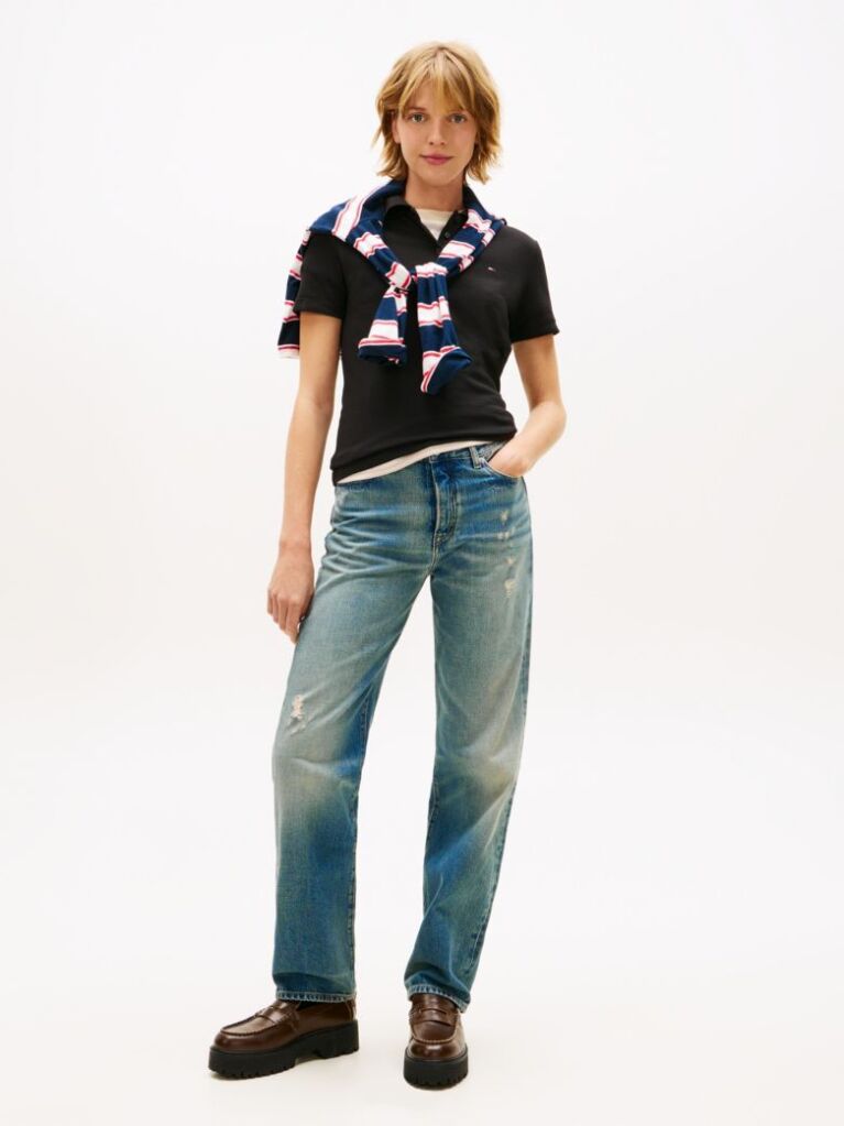 Black Essential Slim Fit Polo  Women