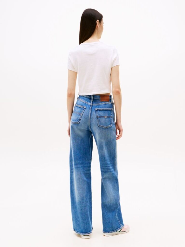 White Slim Fit Cropped Tonal Flag T-Shirt  Women