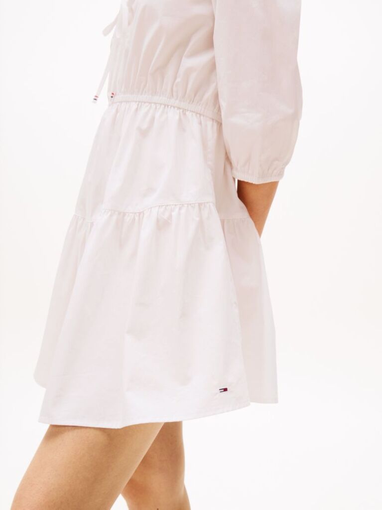Beige Relaxed Poplin Tiered Mini Dress  Women