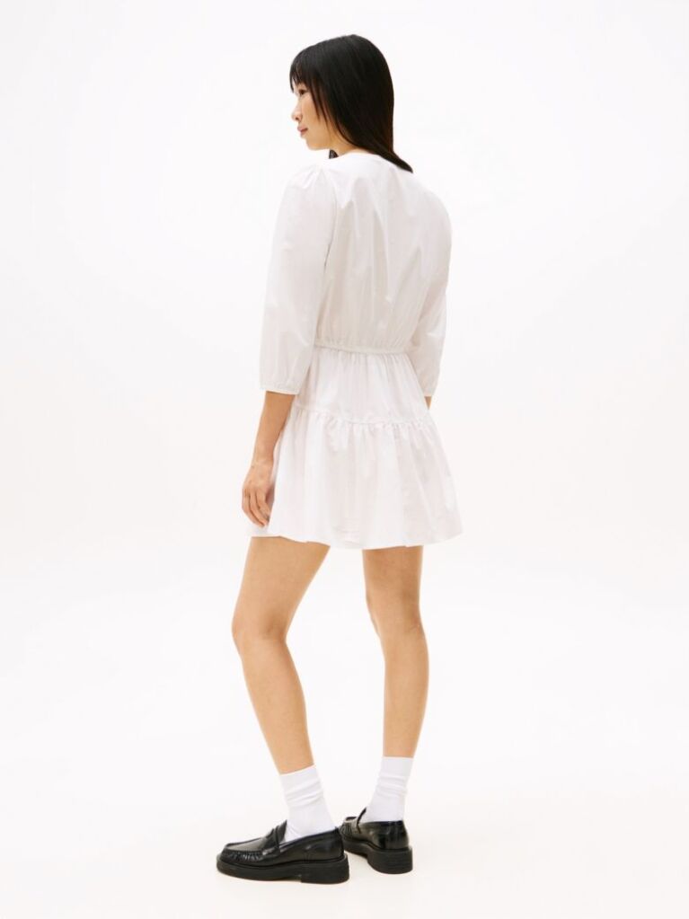 Beige Relaxed Poplin Tiered Mini Dress  Women