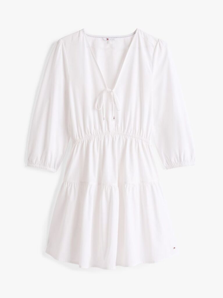 Beige Relaxed Poplin Tiered Mini Dress  Women