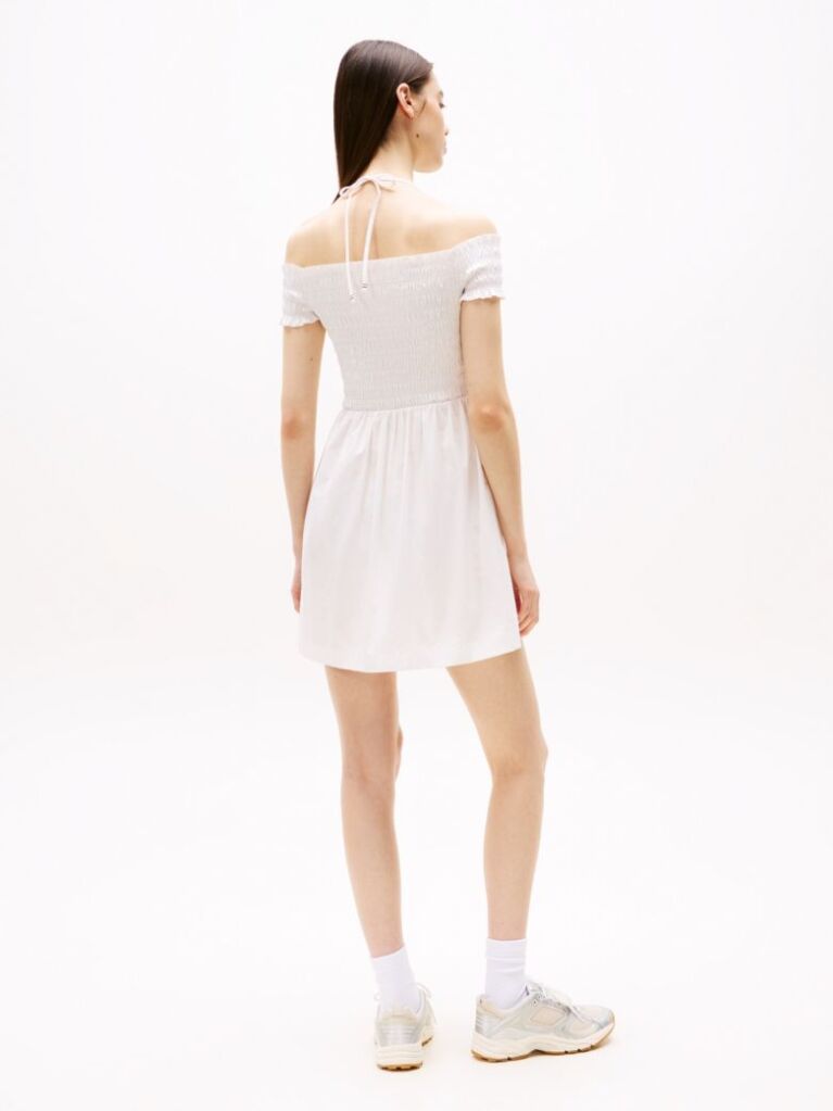 Beige Halterneck Fit And Flare Mini Dress  Women