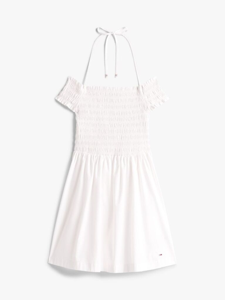 Beige Halterneck Fit And Flare Mini Dress  Women