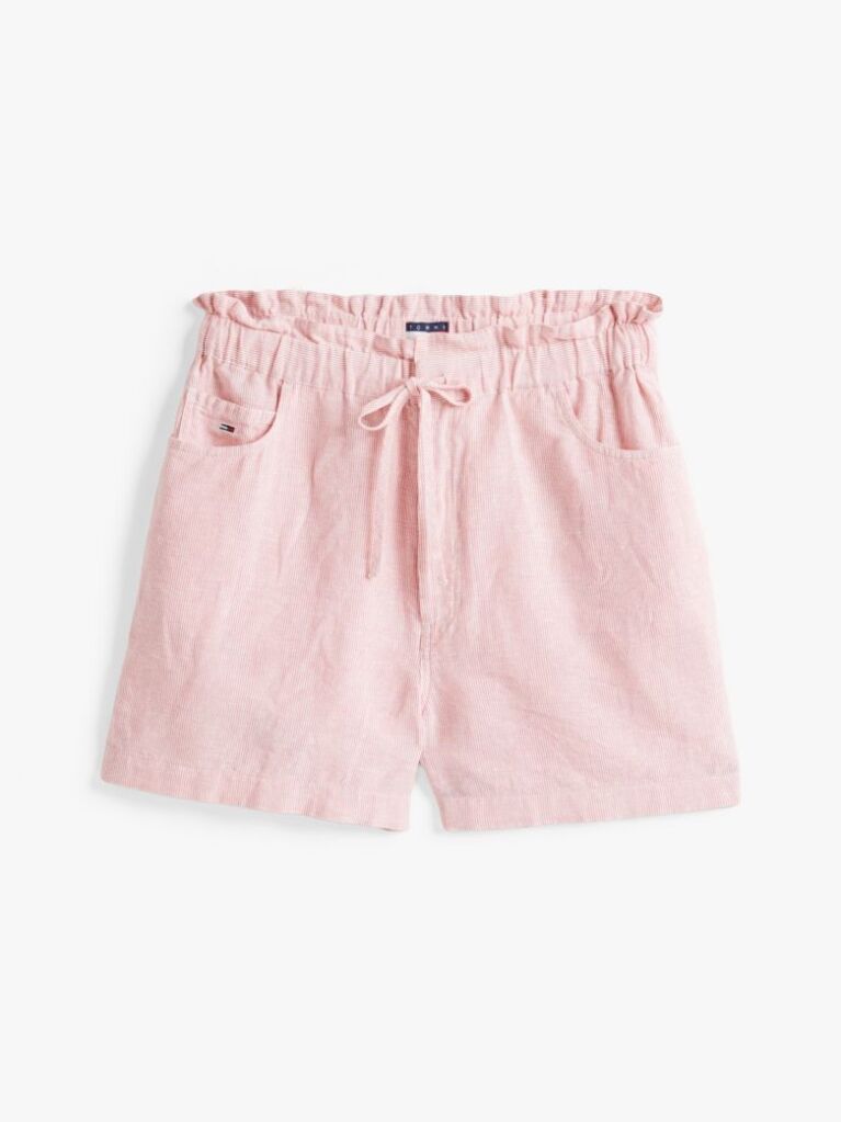 Pink Paperbag Shorts With Linen  Women