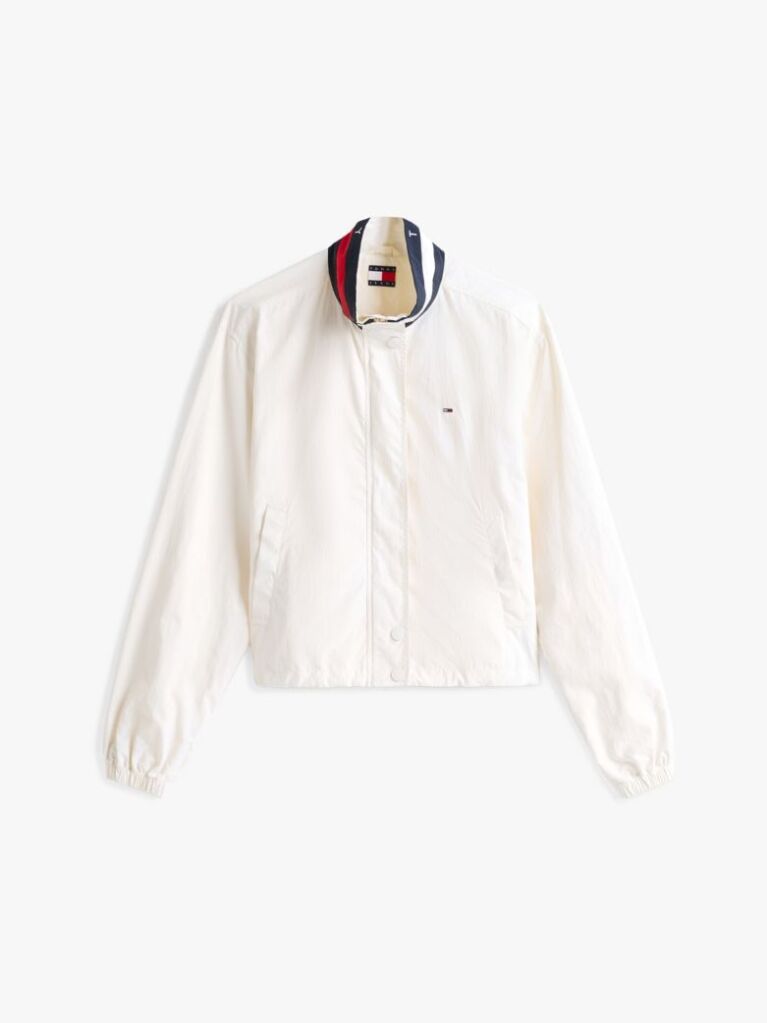 White Logo Collar Water Repellent Jacket  Women