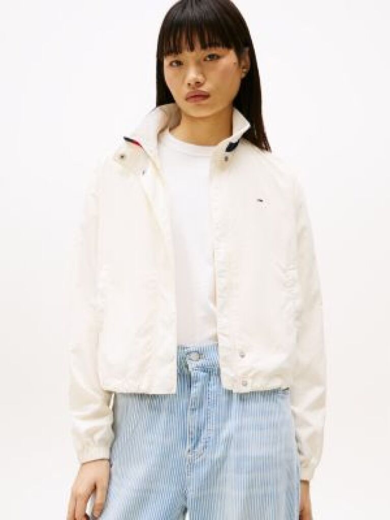 White Logo Collar Water Repellent Jacket  Women