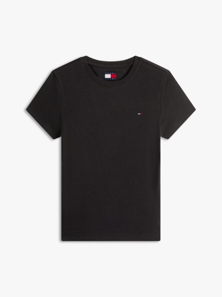 Black Crew Neck Flag Embroidered T-Shirt  Women