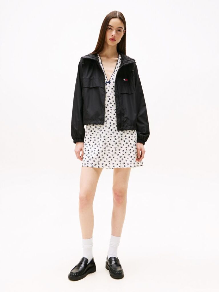 Black Tommy Badge Windbreaker  Women
