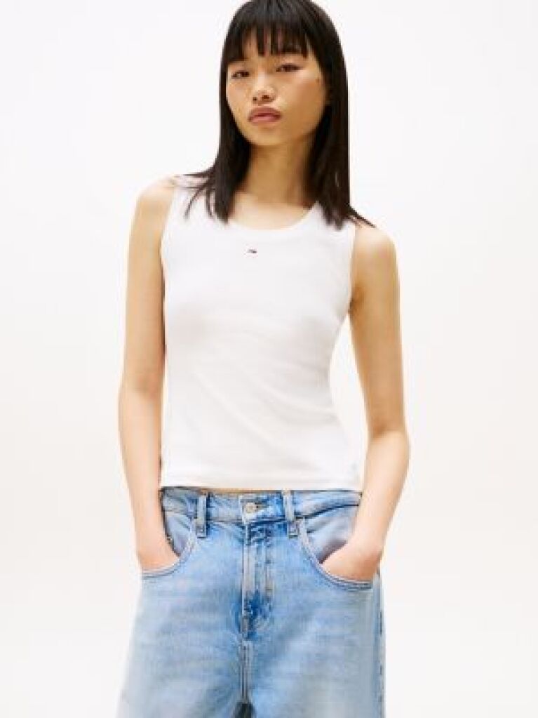 Beige Ribbed Slim Tank Top  Women