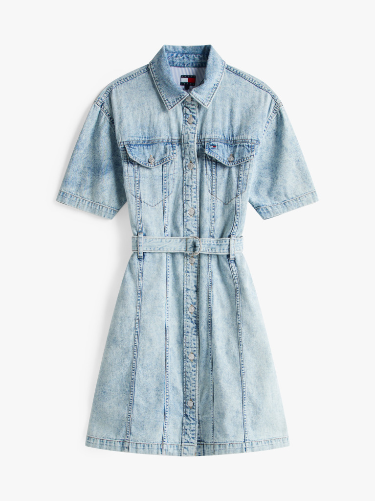 Denim Faded Denim Belted Mini Dress  Women