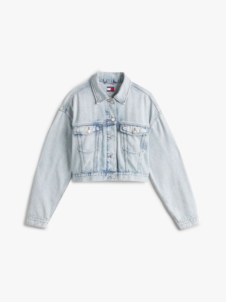 Denim Oversized Cropped Denim Trucker Jacket  Women