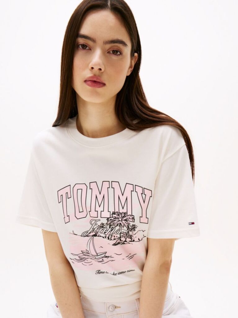 Μπεζ Άνετο T-Shirt Με Σχέδιο  Γυναίκες